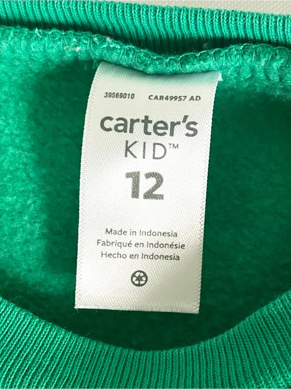 Carter’s Kids Christmas Reindeer Sweatshirt Size 12 Green Holiday Pullover